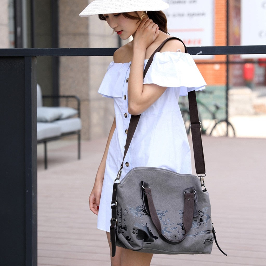 Female Large Pocket Casual Tote Women's Handbag Shoulder Handbags Canvas Capacity Bags For Women Messenger Shopping Bags #L20-4