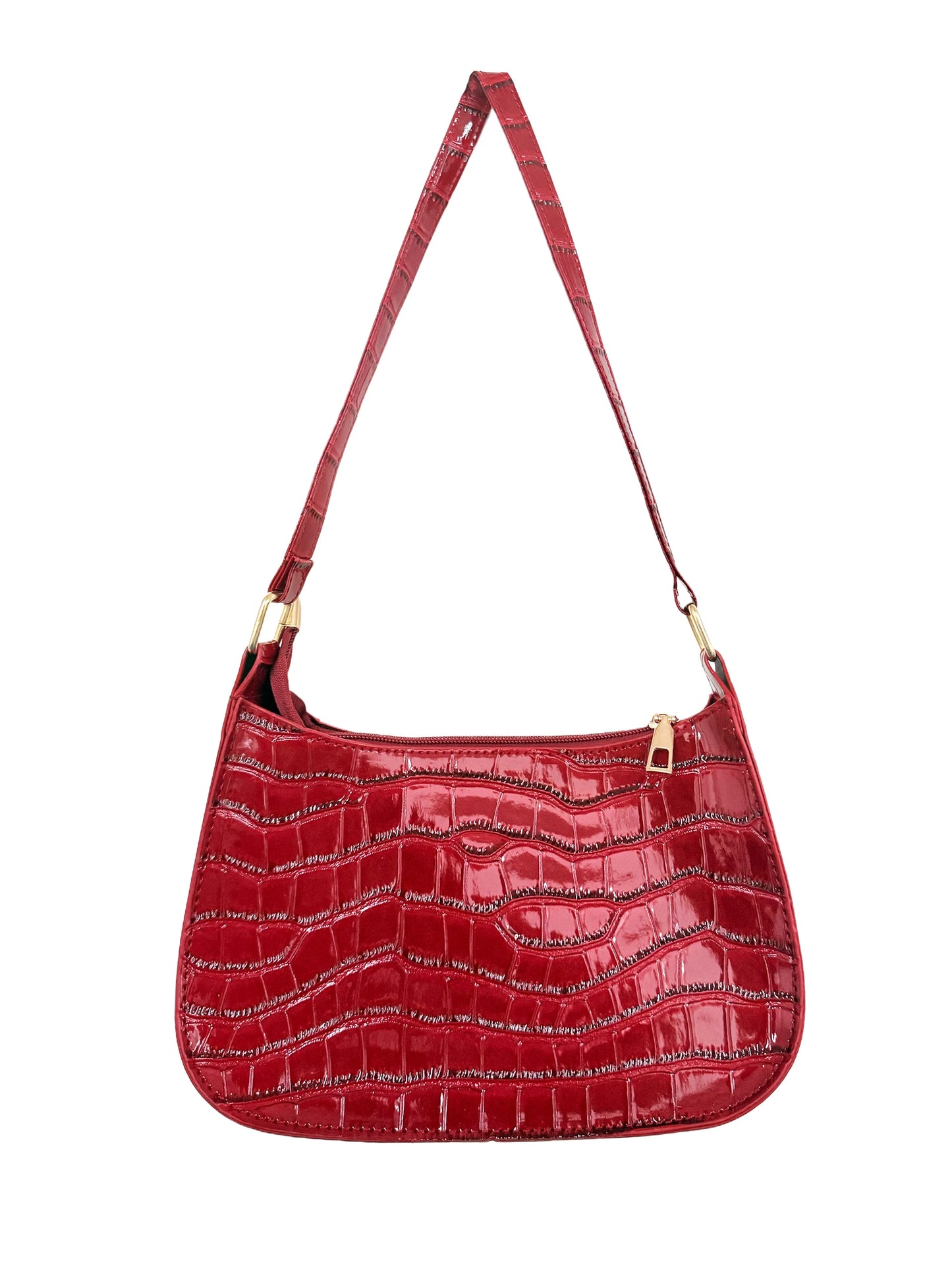 Vintage Patent Leather Shoulder Bag Fashion Women's Handbags Casual Designer Hobos Underarm Bag