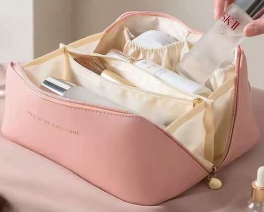 Cosmetic Bag PU Leather Large-capacity Travel Cosmetics Storage Bags Women Portable Handbag Multifunction Waterproof Washing Bag