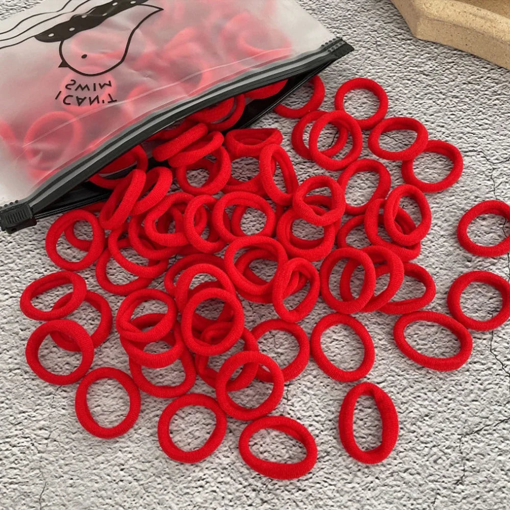 Band 50pcs High Elasticity Solid Color Rubber , Fashionable Simple Hair Accessories Ideal Gift Choice For Women And Girls
