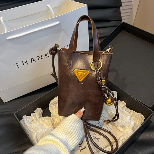 Niche Retro Versatile Fashionable and Casual Mobile Phone Bag for Women. New Korean-style Single-shoulder Crossbody Handbag