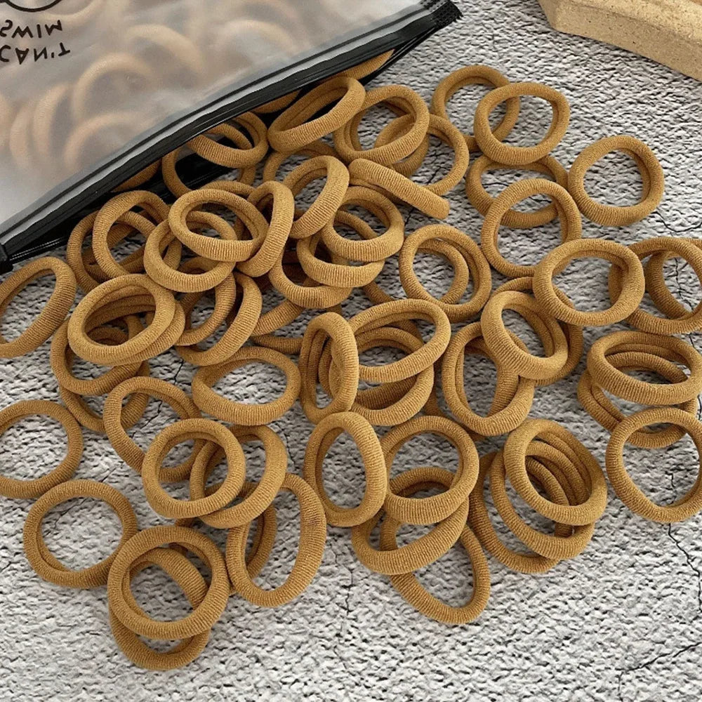 Band 50pcs High Elasticity Solid Color Rubber , Fashionable Simple Hair Accessories Ideal Gift Choice For Women And Girls