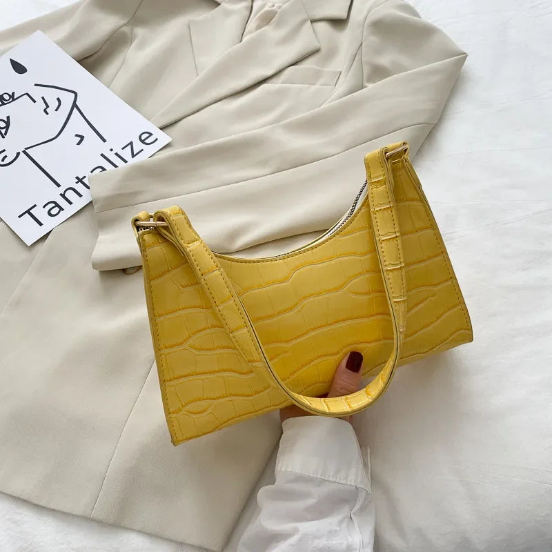 Retro Alligator Pattern Female Small Handbags and Purse Armpit  Shoulder Bags High Quality PU Leather Ladies Clutch Totes Bag