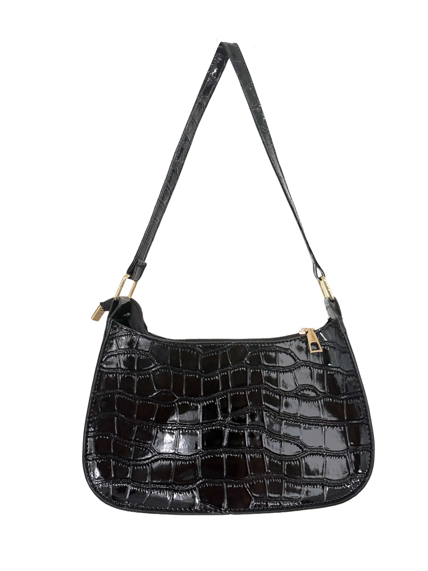 Vintage Patent Leather Shoulder Bag Fashion Women's Handbags Casual Designer Hobos Underarm Bag