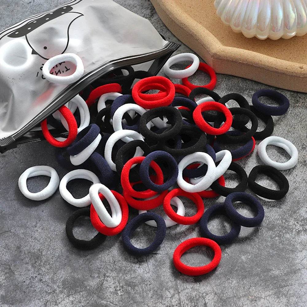 Band 50pcs High Elasticity Solid Color Rubber , Fashionable Simple Hair Accessories Ideal Gift Choice For Women And Girls