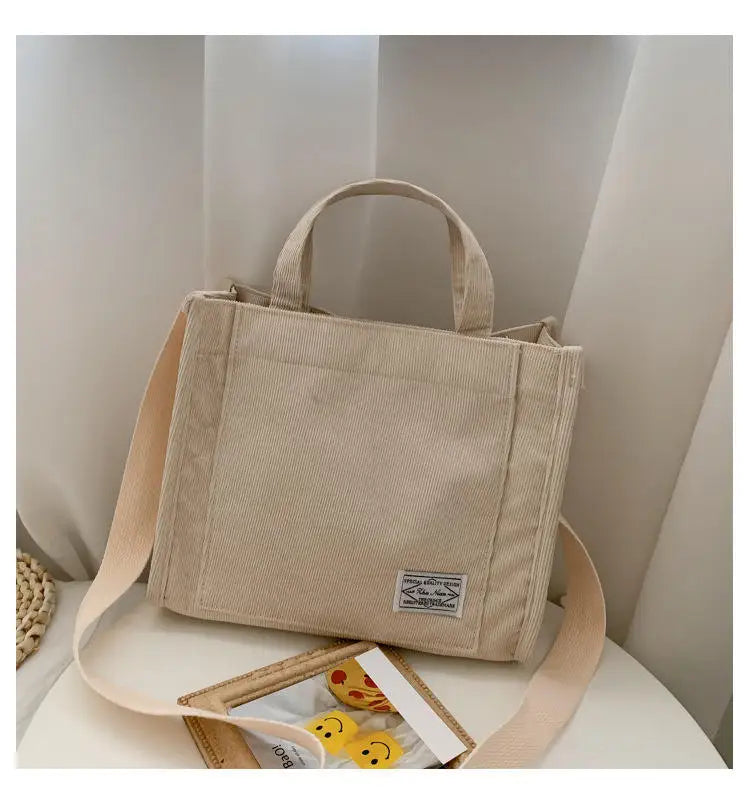 Women Handbag Simple Corduroy Portable Large Capacity HandBag Ins Fashion Trend Small Square Handbag Single Shoulder Bags
