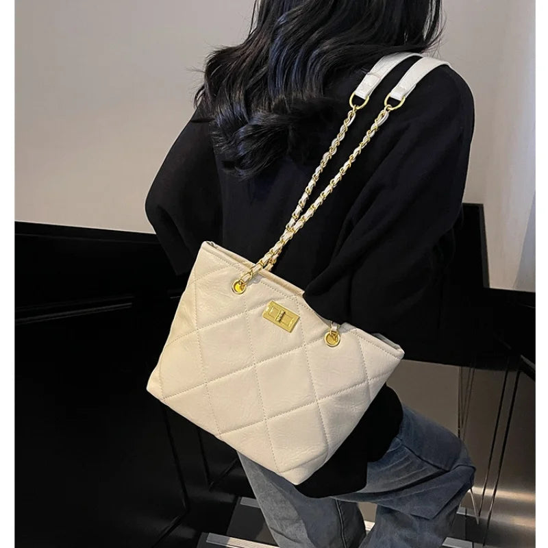 Tote Bags for Women PU Leather Diamond Lattice Handbag Personality Large Capacity Underarm Shoulder Bag Designer Bag handbags