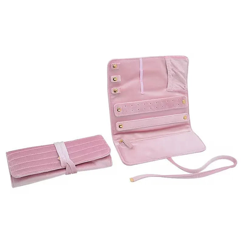 Necklace Storage Bag Portable Velvet Jewelry Bag Earrings Storage Bag Sky Blue For Travel Home Display