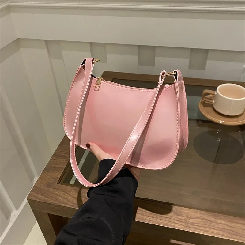 Vintage Patent Leather Shoulder Bag Fashion Women's Handbags Casual Designer Hobos Underarm Bag