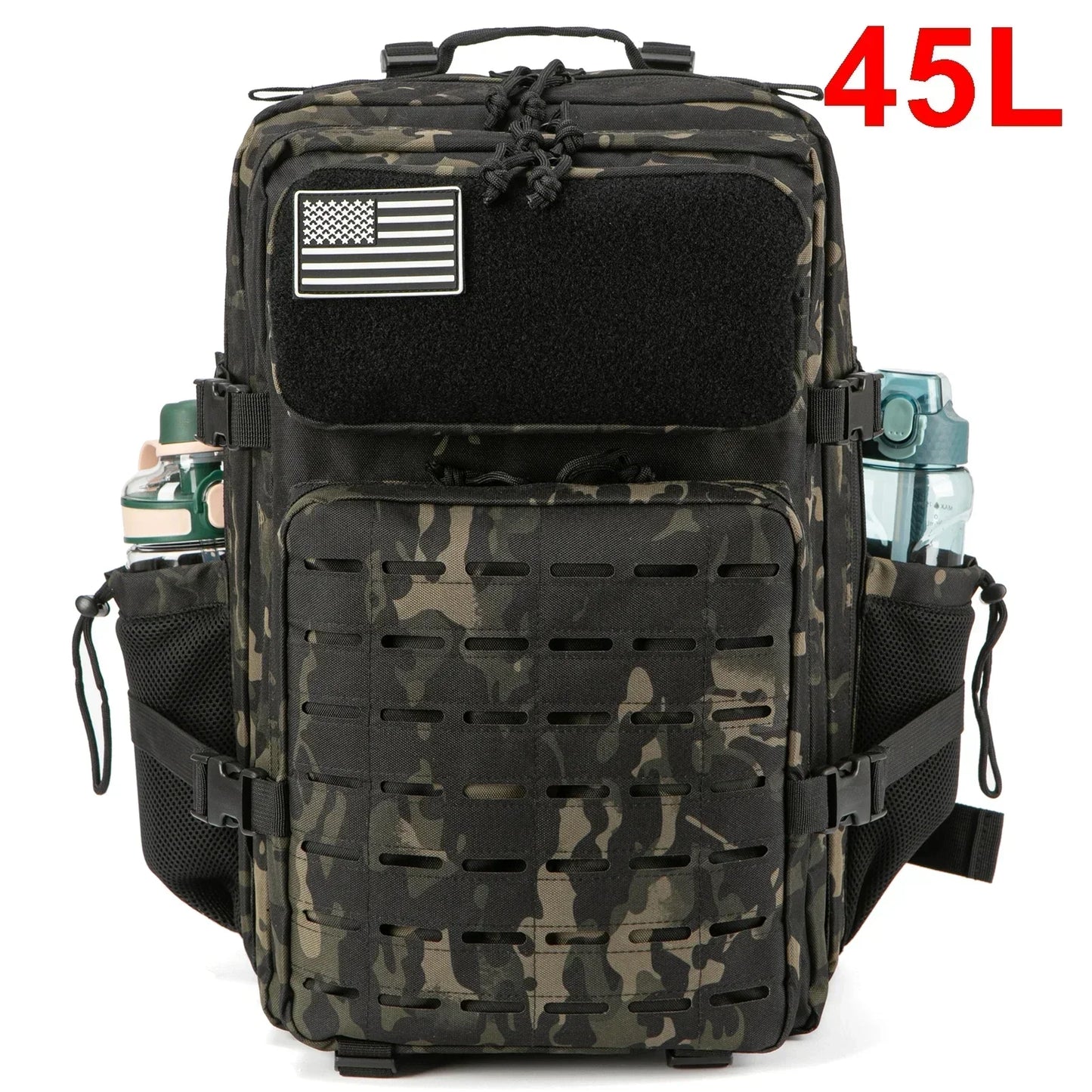 25L/45L Tactical Backpack for Women/men Outdoor Hiking Laser Cut Molle Daypack School Bag Gym Rucksack with Dual Cup Holder