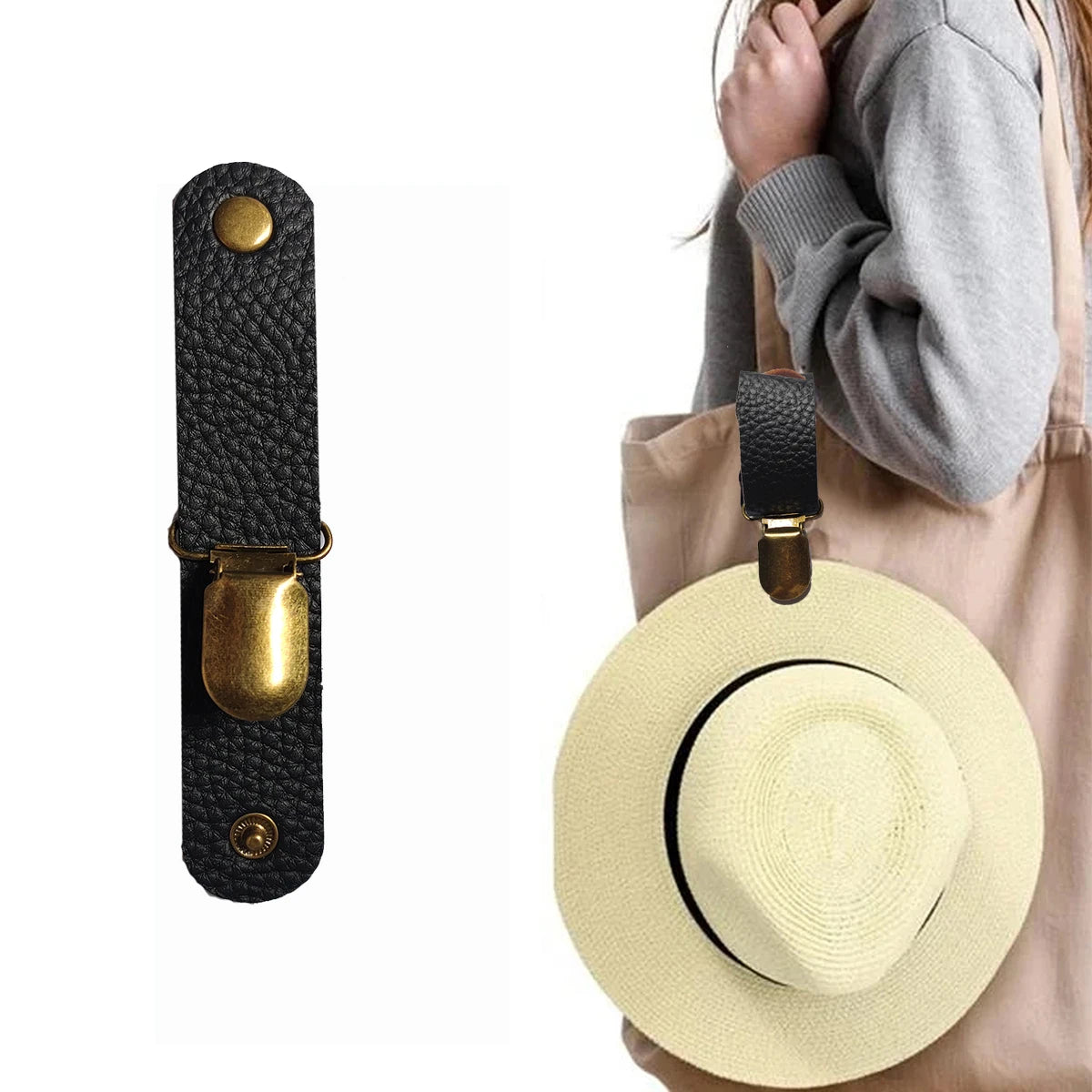 Travel Leather Hat Clip Outdoor Backpack Luggage Storage Bag Leather Hat Clip Multifunctional Straw Hat Clip Hat Accessories